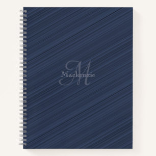 Cuaderno Dark Blue Diagonal Stripes Personalizado Monograma