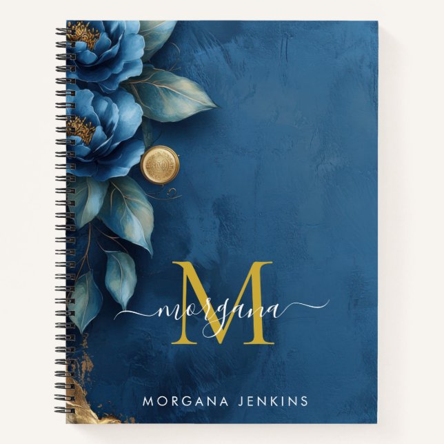 Cuaderno Dark Blue Peony Gold (Anverso)