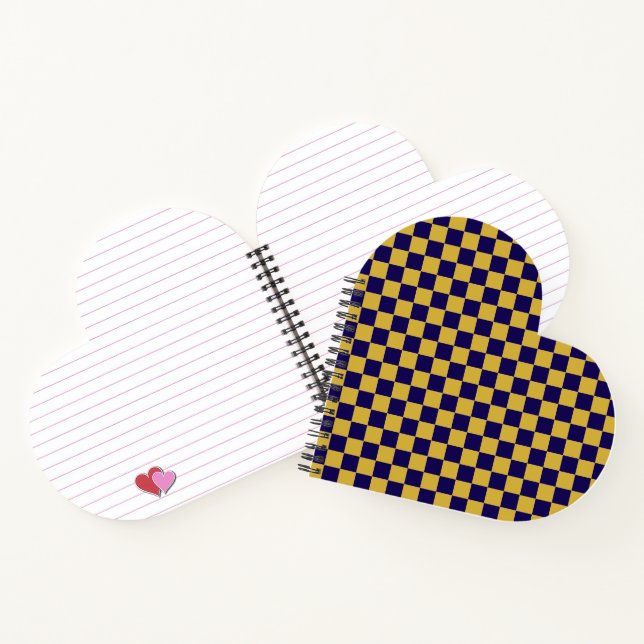 Cuaderno Dark Blue with Metallic Gold Square Pattern Heart (Interior)