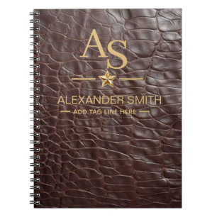 Cuaderno Dark Brown Crocodile Leather Luxury Exotic