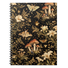 Cuaderno Dark Cottagecore Botanical Pattern Fabric - Vintag