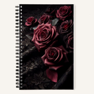 Cuaderno Dark Goth Pink Rose & Black Brocade