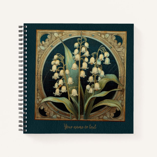 Cuaderno Dark Green Art Nouveau Convallaria majalis (Anverso)