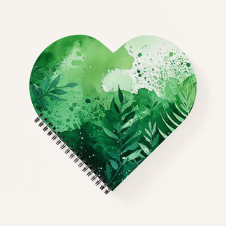 Cuaderno Dark Jungle color de agua verde textura dibujada a