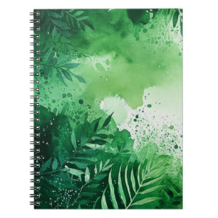 Cuaderno Dark Jungle color de agua verde textura dibujada a