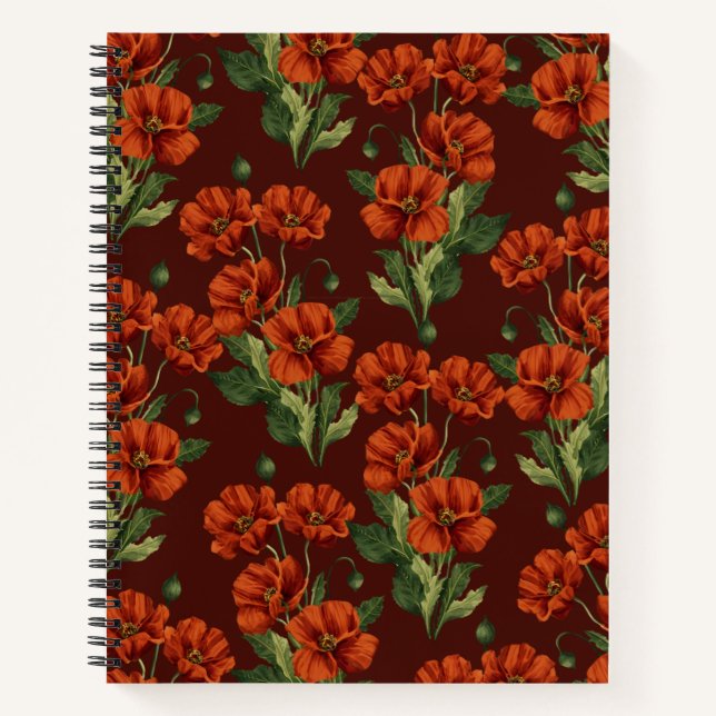 Cuaderno Dark Moody Crimson Poppies (Anverso)