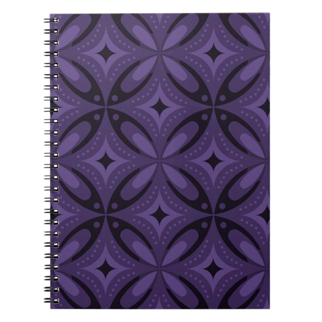 Cuaderno Dark Purple Colored Retro Pattern (Frente)