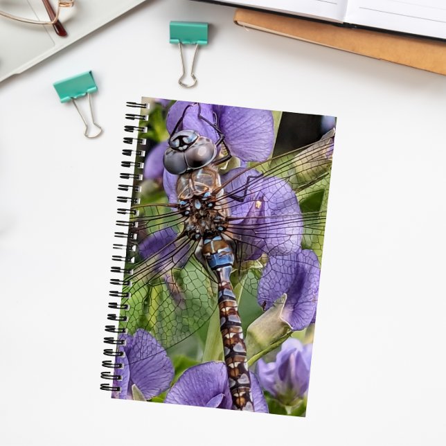 Cuaderno Darner Dragonfly de ojos azules sobre la flor (In Situ)