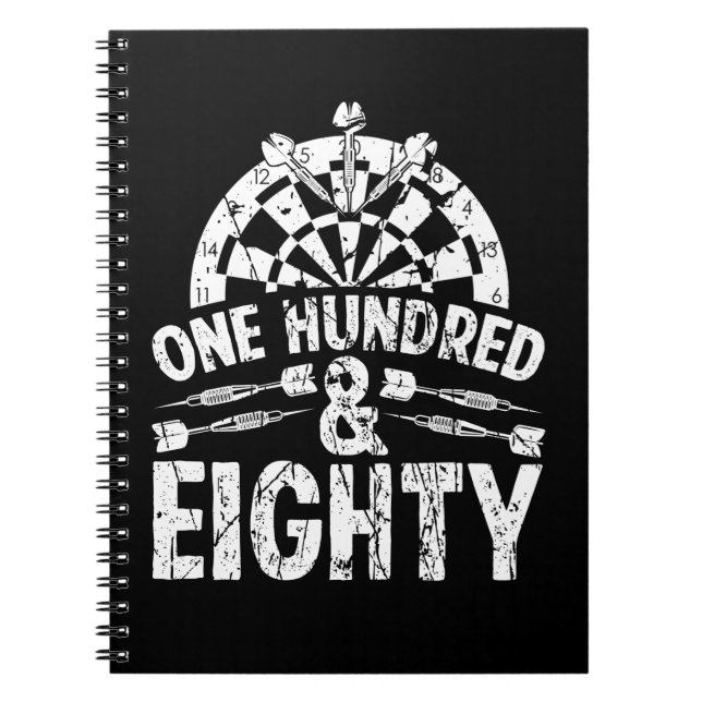Cuaderno Dart 180 Jugador de una caza y ochenta dardos (Frente)