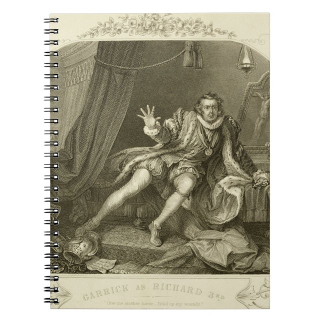 Cuaderno David Garrick (1717-79) como Richard III, acto V (Frente)