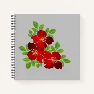 Cuaderno de 3 Flores Rojas