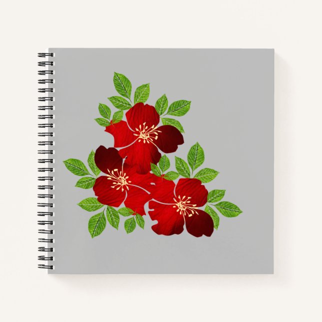 Cuaderno de 3 Flores Rojas (Anverso)