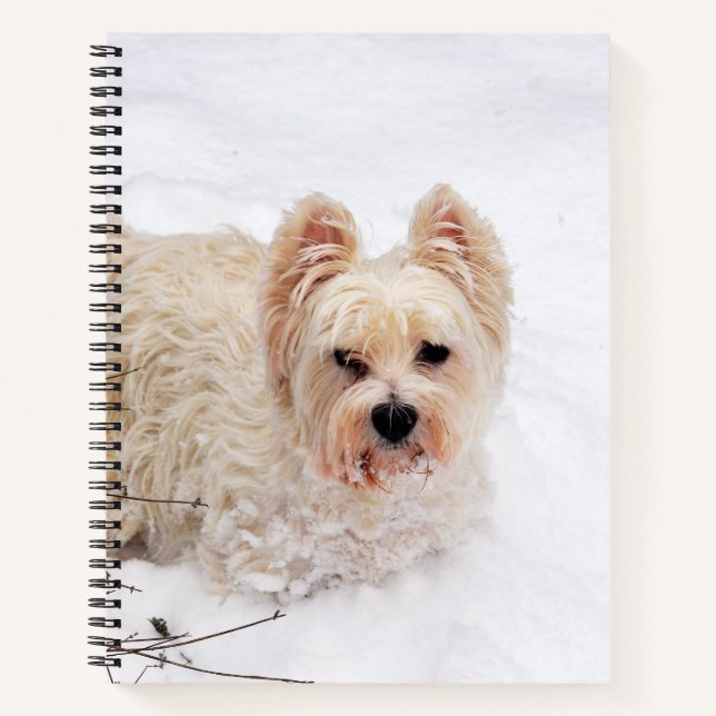 Cuaderno de 8x11 de perro Westie Snow White (Anverso)