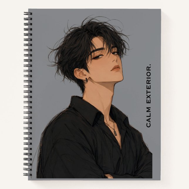 Cuaderno de actitud de chico anime con exterior ca (Anverso)