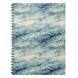 Cuaderno de acuarela abstracta del océano azul cos