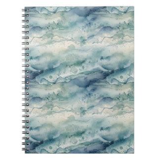 Cuaderno de acuarela abstracta del océano azul cos
