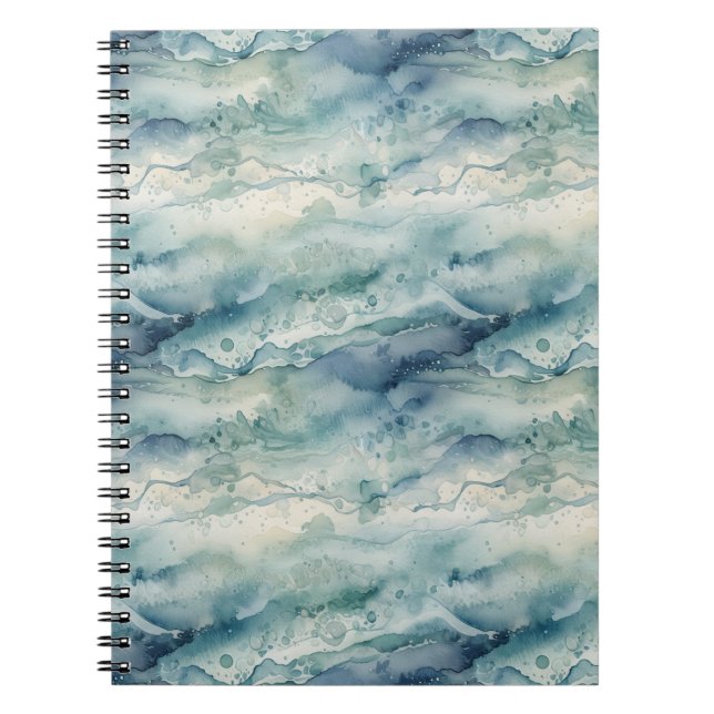 Cuaderno de acuarela abstracta del océano azul cos (Frente)