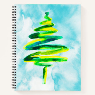 Cuaderno de acuarela abstracto de árbol de Navidad