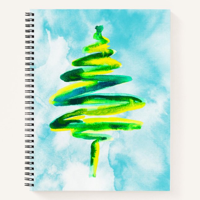 Cuaderno de acuarela abstracto de árbol de Navidad (Anverso)