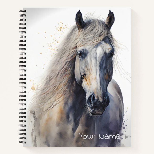 Cuaderno de Acuarela Caballo Blanco Personalizado (Anverso)