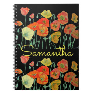 Cuaderno de acuarela de adormidera roja de recetas