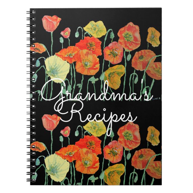 Cuaderno de acuarela de adormidera roja de recetas (Frente)