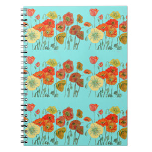 Cuaderno de Acuarela de Amapolas Naranjas Florales