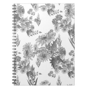Cuaderno de acuarela de crisantemos lila