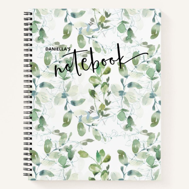 Cuaderno de Acuarela de Follaje Botánico Verde (Anverso)