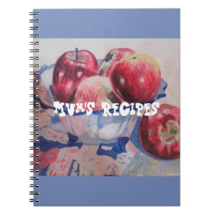 Cuaderno de acuarela de fruta de la manzana roja d