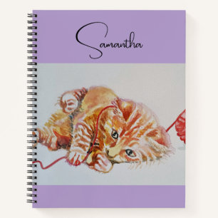 Cuaderno de acuarela de gatos atigrados lindos