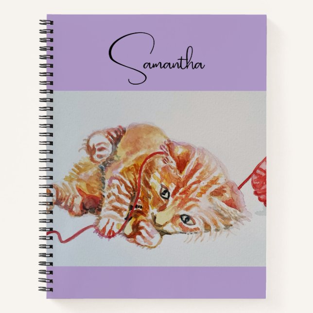 Cuaderno de acuarela de gatos atigrados lindos (Anverso)