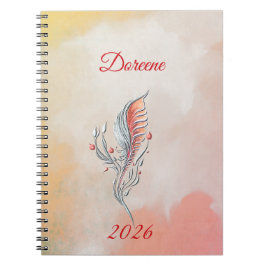 Cuaderno de acuarela de pluma floral elegante