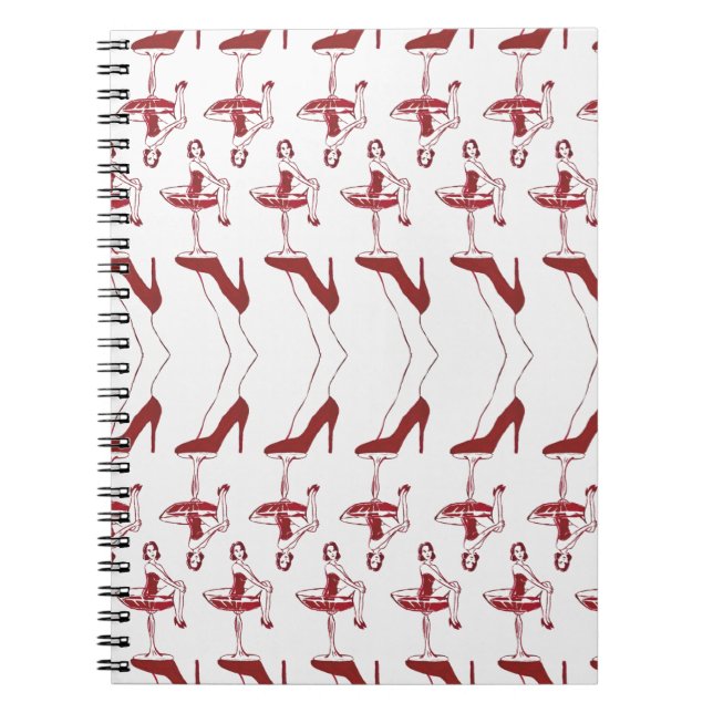 Cuaderno de Acuarela de Vaso de Cóctel Pinup Antig (Frente)