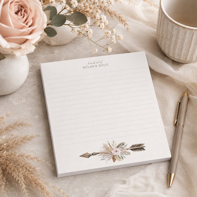Cuaderno de acuarela floral boho – Antler Dee rúst (Romantic Desk Paper Pad)