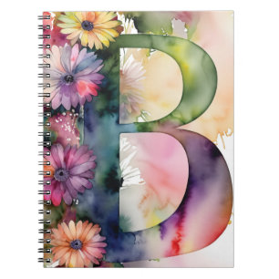 Cuaderno de acuarela floral Carta B personalizada