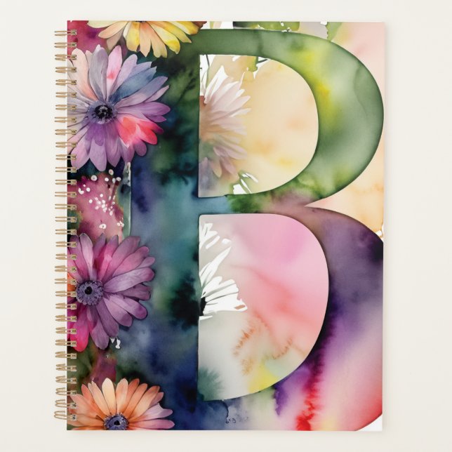 Cuaderno de acuarela floral Carta B personalizada (Anverso)