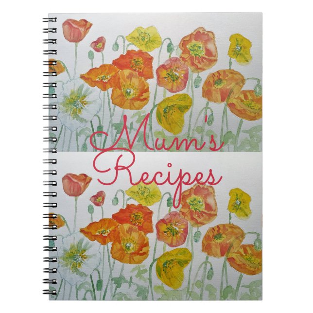 Cuaderno de acuarela floral con recetas de mamá (Frente)