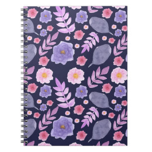 Cuaderno de Acuarela Floral de Medianoche