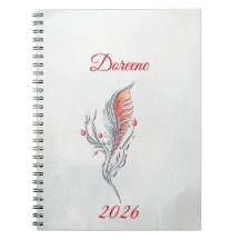 Cuaderno de acuarela floral de pluma elegante