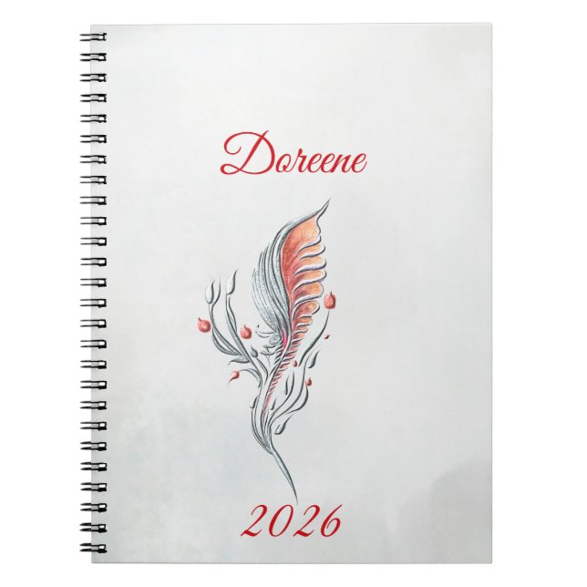 Cuaderno de acuarela floral de pluma elegante (Frente)