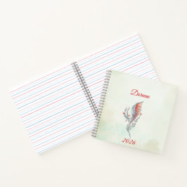 Cuaderno de acuarela floral de pluma elegante