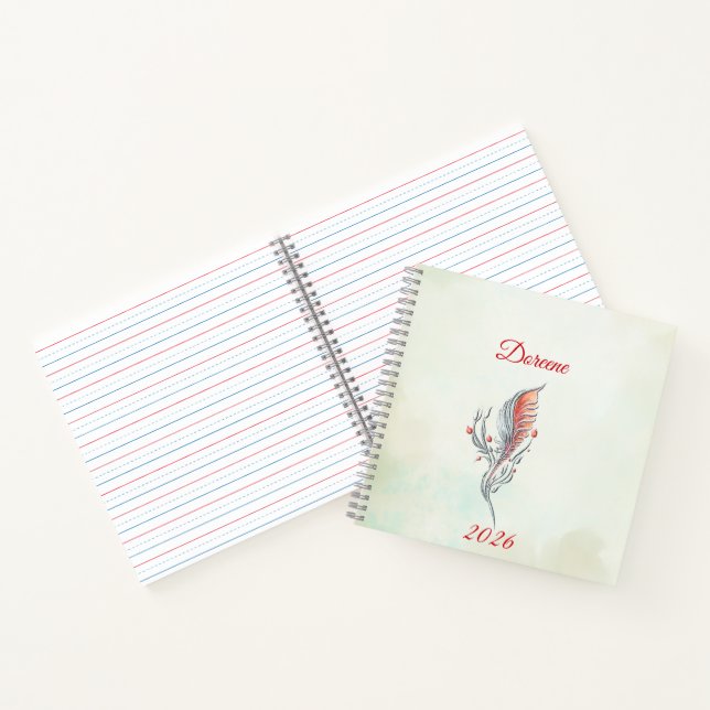 Cuaderno de acuarela floral de pluma elegante (Interior)