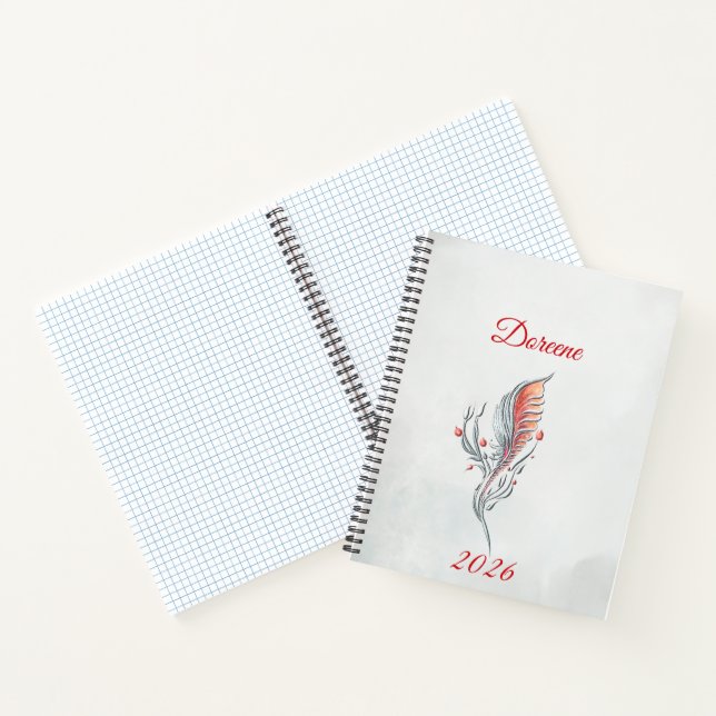 Cuaderno de acuarela floral de pluma elegante (Interior)