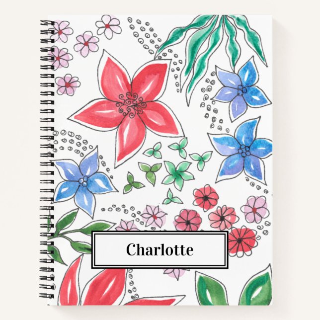 Cuaderno de acuarela floral personalizado (Anverso)