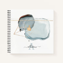 Cuaderno de acuarela monogramado moderno