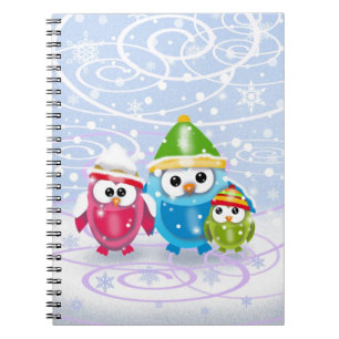 Cuaderno de adorables búhos de invierno