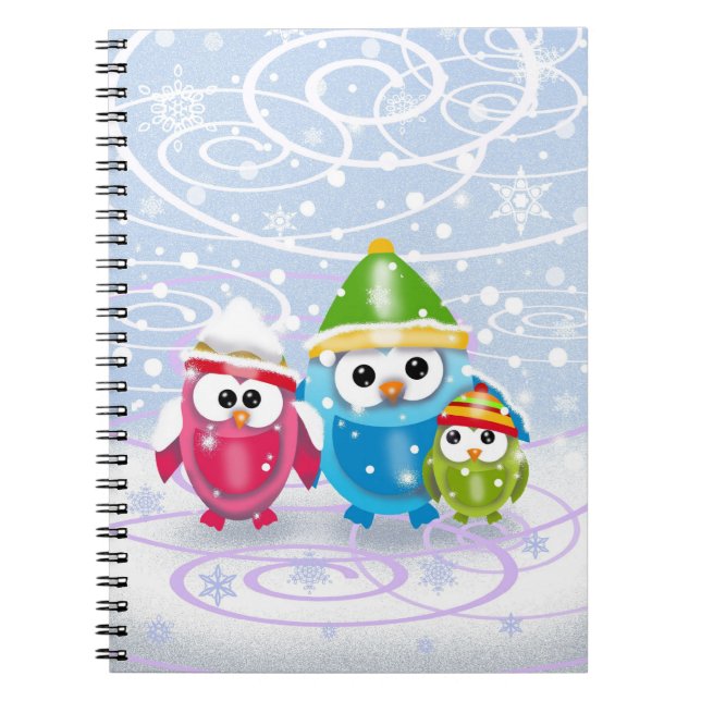 Cuaderno de adorables búhos de invierno (Frente)