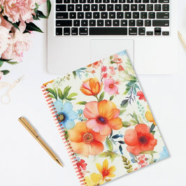 Cuaderno de agua dulce y brillante con amapola Flo