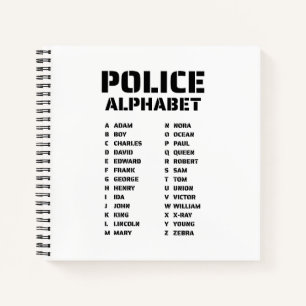 Cuaderno de alfabeto fonético policial